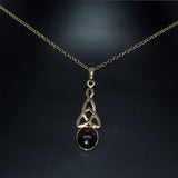 solid yellow gold Garnet pendant necklace