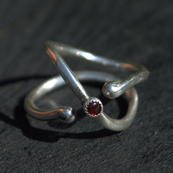 Garnet silver handcrafted ring