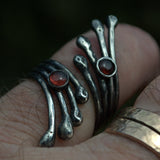 Garnet and sterling silver handcrafted ring