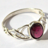 silver and Garnet Celtic ring