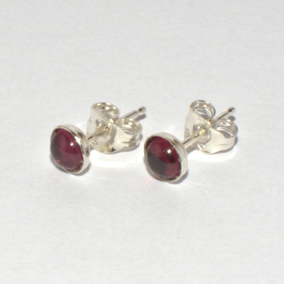 Garnet and silver stud earrings