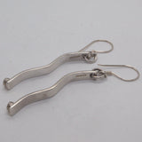 textured silver drop earrings reverse view