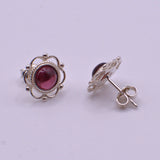 Garnet and solid 925 silver stud earrings