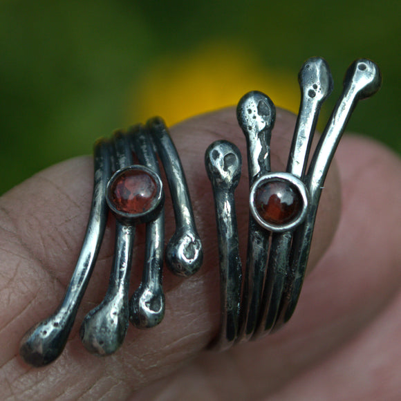 sterling silver and Garnet handcrafted ring