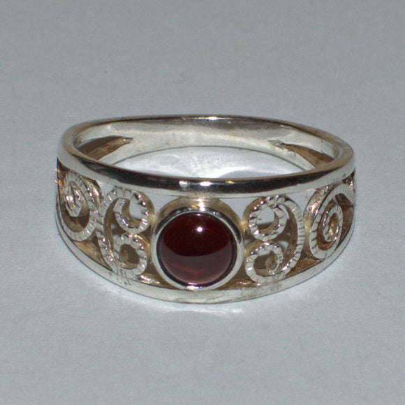 solid silver and Garnet openwork ring