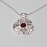 solid 925 silver Garnet Viking style pendant necklace