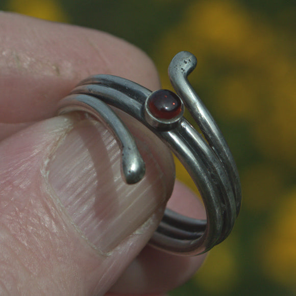 handcrafted Garnet and silver ring