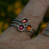 silver Garnet stacking rings