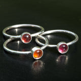 silver Garnet stacking rings