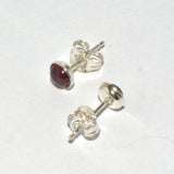 Garnet and silver stud earrings