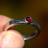 solid sterling silver Garnet open ring