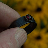 oxidised solid silver and Garnet ring