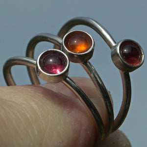 silver Garnet stacking rings