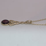 yellow gold and Garnet Celtic pendant necklace