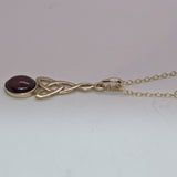 yellow gold and Garnet Celtic pendant necklace