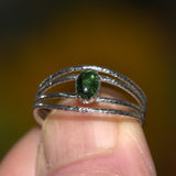 Green Tourmaline and solid 925 silver textured ring