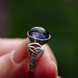 solid 925 silver and Iolite Celtic ring