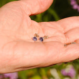 Iolite solid 925 silver stud earrings shown in hand