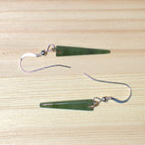 Jade silver and gold drop earrings