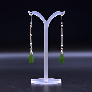 Jade solid silver drop earrings