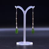 Jade solid silver drop earrings