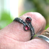 silver and Garnet adjustable ring