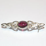 Celtic solid 925 silver and Garnet brooch