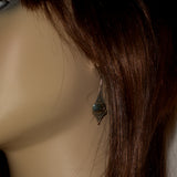 Labradorite solid silver drop earrings shown on model