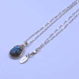 Blue Flash Labradorite solid silver pendant necklace