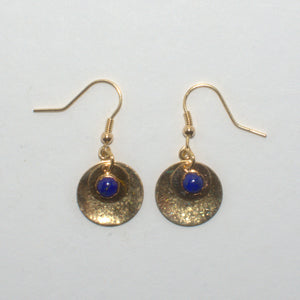 solid 9ct gold and Lapis drop earrings