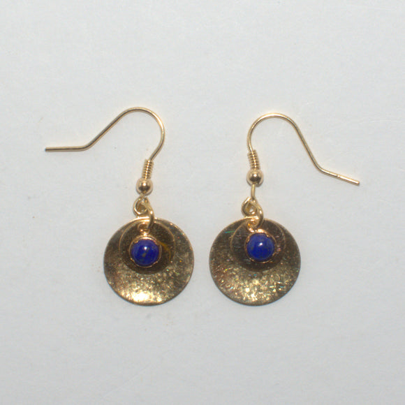 solid 9ct gold and Lapis drop earrings