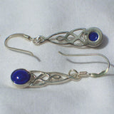 solid silver Lapis Celtic drop earrings