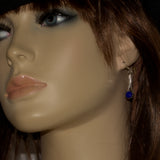 solid 925 silver Lapis Lazuli drop earring on model