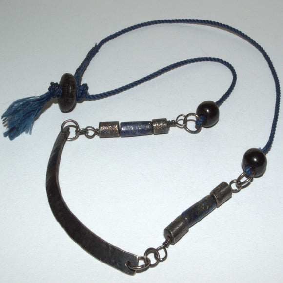 solid silver and Lapis Lazuli bead necklace