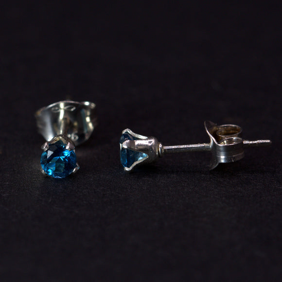 silver and Blue Topaz silver stud earrings