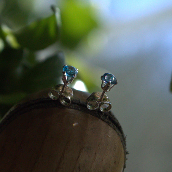 Blue Topaz silver stud earrings