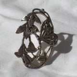 silver plated dragonfly flower brooch