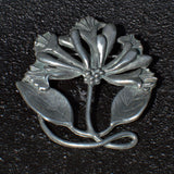 vintage pewter floral nature brooch