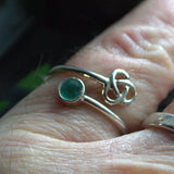 Cancer birthday Emerald and silver Celtic ring