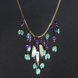 boho 925 silver necklace with Amethyst, Moonstone and blue gemstone beads