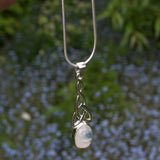 Moonstone solid silver Celtic pendant necklace