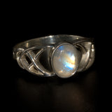 Moonstone sterling silver Celtic ring