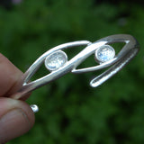 Blue Moonstone solid silver bangle