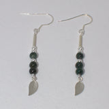 Moss Agate silver nature earrings