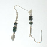 Nature leaf and Moss Agate silver earrings