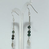 Nature Moss Agate silver drop earrings