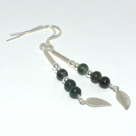 Nature silver and Moss Agate dangle earrings