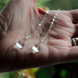 Nature solid silver chain Rock Crystal earrings