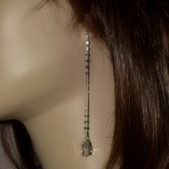 Nature Rock Crystal silver dangle earrings