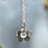 Nature Aquamarine flower pendant necklace